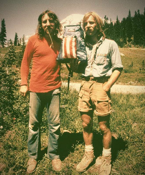 two man outdoors with the first backpack